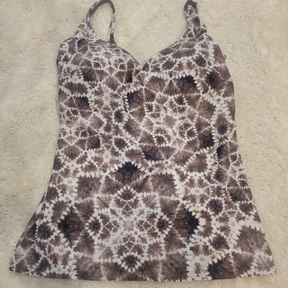 Moontide Brown Tie-Dye Tankini Top
